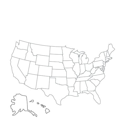 United States Blank Map | Unlabeled Map of USA Outline Printable - Etsy ...