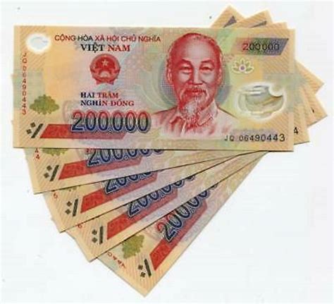 200000 Vietnamese Dong One 200K VND Polymer Banknote | Etsy