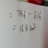 on a square cardboard sheet of area 784 cm sq.,four congruent circular ...