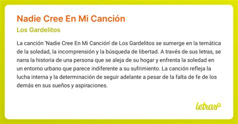 Significado de la canción NADIE CREE EN MI CANCIÓN (Los Gardelitos ...