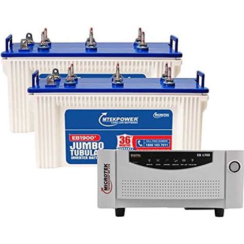 Microtek EB1700 Digital+EB1900 Tubular Inverter Battery (160AH) Price ...