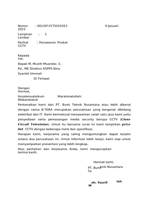 Penawaran CCTV KBSU | PDF