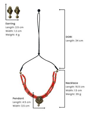 Antique Gold and Orange Two-Layered Cylindrical Tubes Ganesha Choker H ...