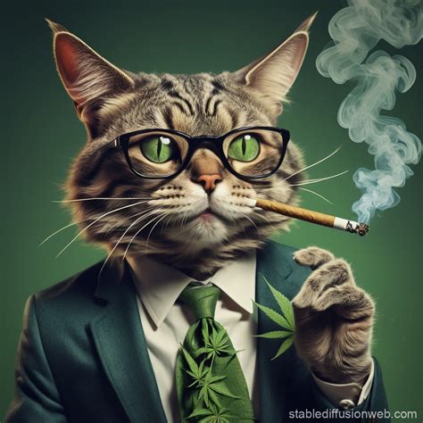 Anthropomorphic Cat Smoking Marijuana Joint | Stable Diffusion Online