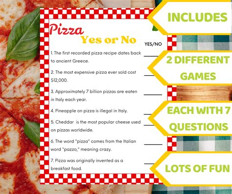Pizza Party Trivia Games Pizza Theme Party Favor Slumber Party Favors Pizza Birthday Game ...