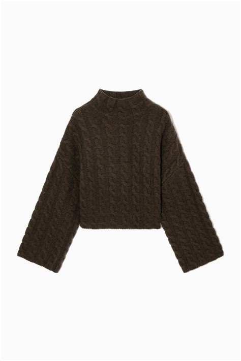 Cos Cable-knit Turtleneck Sweater - Brown | Editorialist