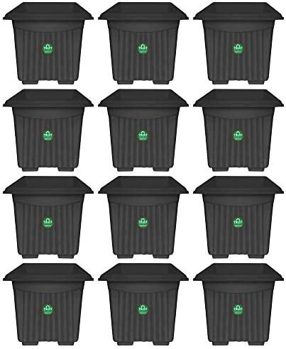 TrustBasket UV Treated Square Plastic Planter (14 inches) - Black Color ...
