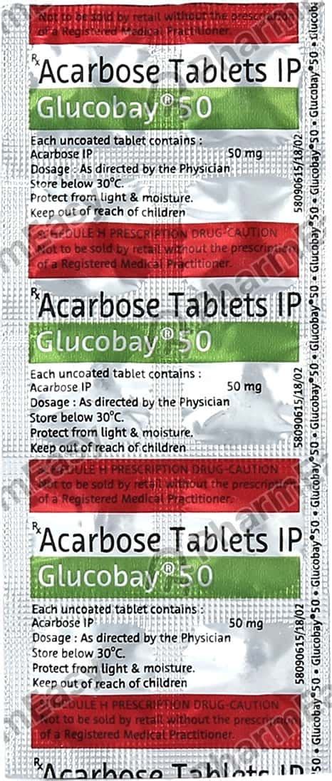 Glucobay 50 MG Tablet (10): Uses, Side Effects, Price & Dosage | PharmEasy