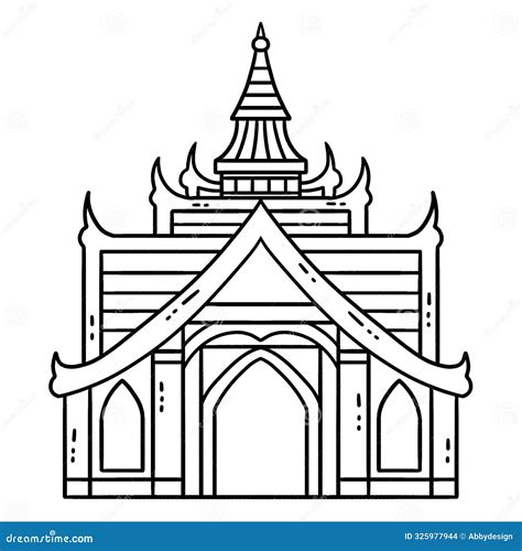 Buddhism Buddhist Temple Isolated Coloring Page Stock Illustration - Illustration of graphic ...