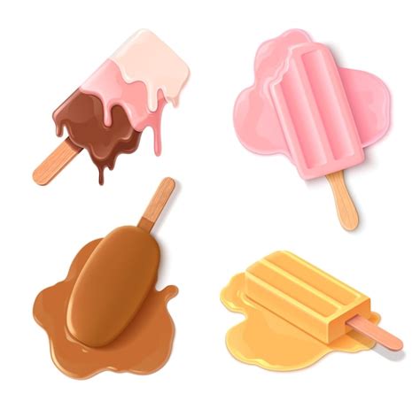 Melted ice cream on stick | Free Vector
