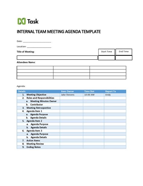 Meeting Agenda Sample 的图像结果