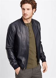 Image result for Men's Leather Bomber Jacket