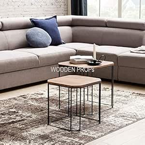 WOODENMOOD Set of 2 Design Side Table Sheesham Solid Wood Coffee Table ...