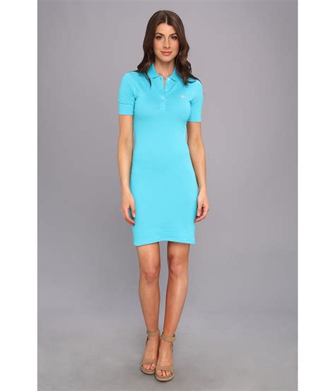 Lacoste Lve Short Sleeve Pique Polo Dress in Blue - Lyst