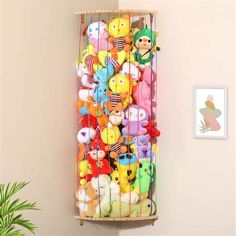 Amazon.com: Mabahoo Stuffed Animal Storage Toy Organizer, Wood Corner ...