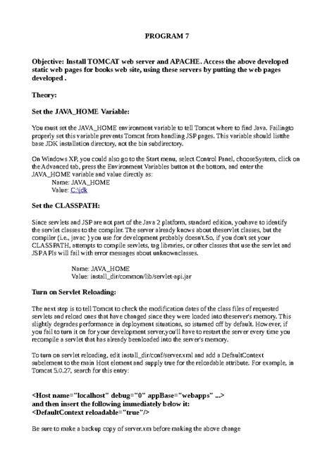 78-2 - Must read - PROGRAM 7 Objective: Install TOMCAT web server and ...