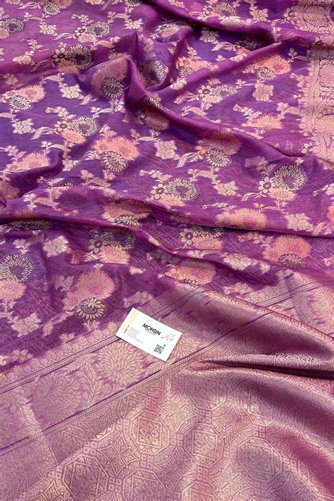 Magenta Golden Zari Organza Silk Banarasi Saree – Mohsin Textiles
