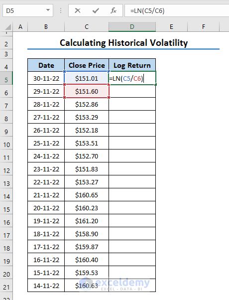 Image result for Volatility Formula Excel