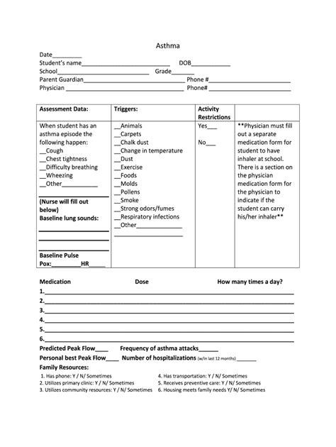 Fillable Online Asthma - Franklin City Middle School Fax Email Print ...