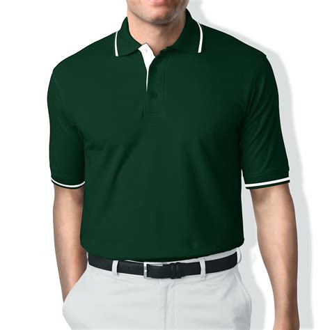 Bottle Green Polo T-Shirt with White Tipping – The Shirt Factory
