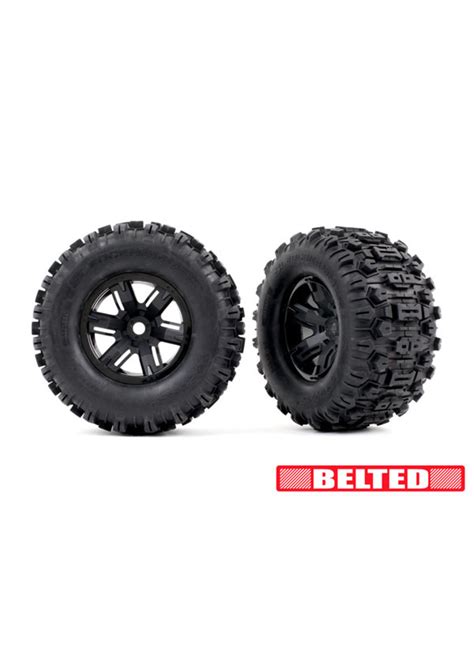 Traxxas 7871 - X-MAXX Sledgehammer Tires & Wheels, Belted - Black - Hub Hobby
