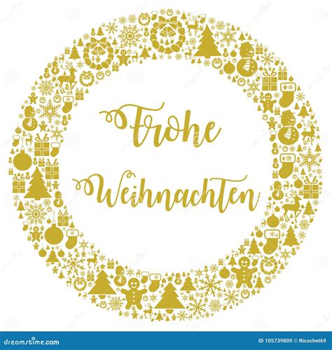 Merry Christmas in German stock illustration. Illustration of golden ...