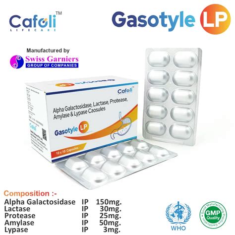 Gasotyle LP Capsule | Alpha Galactosidase + Lactase + Complete Enzyme ...