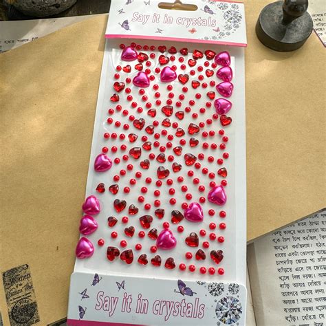 WDYLB Nov 3D Circle Journal Stone Sticker Red - Stone Sticker - 1 shee ...