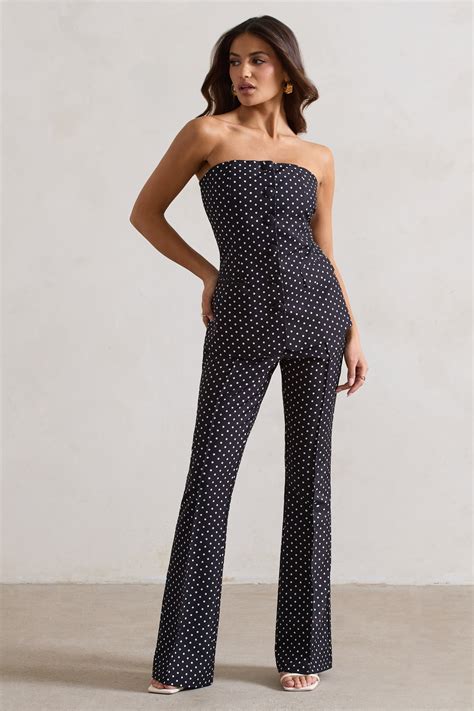 Kehlani Black Polka Dot High Waist Wide Leg Trousers – Club L London - USA