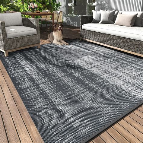 MontVoo Outdoor Rug Waterproof 8x10 ft Outdoor Carpet Patio Rug Mat ...