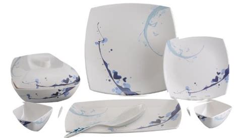 Servewell Blue Hearts Square Dinner Set, 25-Pieces : Amazon.in: Home ...