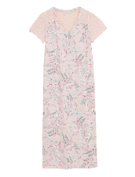 Buy Pure Cotton Printed V-Neck Nightdress at Marks & Spencer