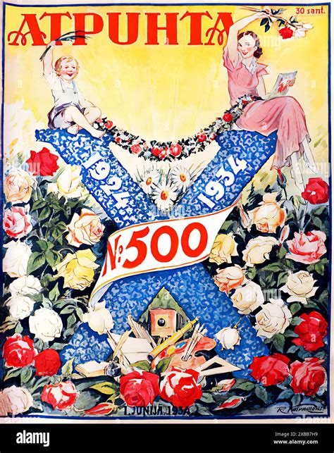 Atpuhta June 1 1934 - Vintage Illustrated Magazine Cover Stock Photo - Alamy