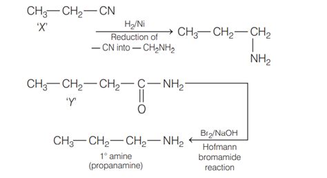 Identify X and Y in the following reactions X ->[ H 2 / Ni ]CH 3 CH 2 ...