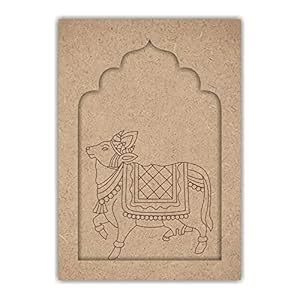 DOTME® Royal Cow Jharokha Design Premarked MDF Cutout for Craft Work ...