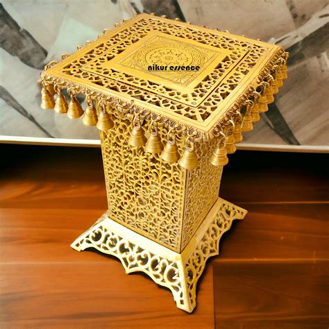 Large Chowki with Bells Solid Brass - 20 inches – Nikur Essence