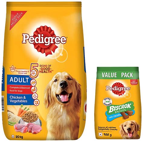Pedigree Adult Dry Dog Food, Chicken & Vegetables, 20kg Pack & Pedigree ...