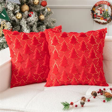 Amazon.com: UGASA Christmas Tree Decorative Pillow Covers 16x16 Inch ...