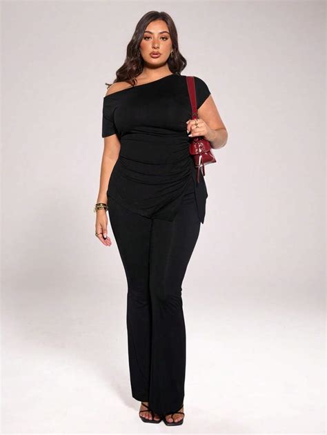 SHEIN BAE 1 Set Plus Size Women Elegant Date Sweet Girl Solid Color ...