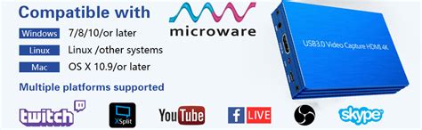 Microware 4K HDMI Game Capture Card, USB 3.0 HD Video Live Stream and ...