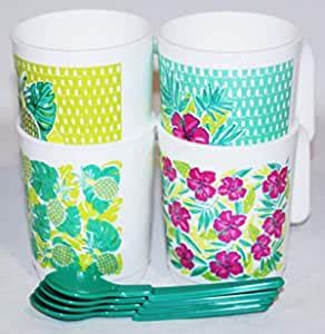 Buy Tupperware Summer Tropical Coffee Mugs & Spoons Gift Set Online at ...