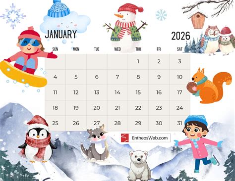 January 2026 Printable Calendars | EntheosWeb