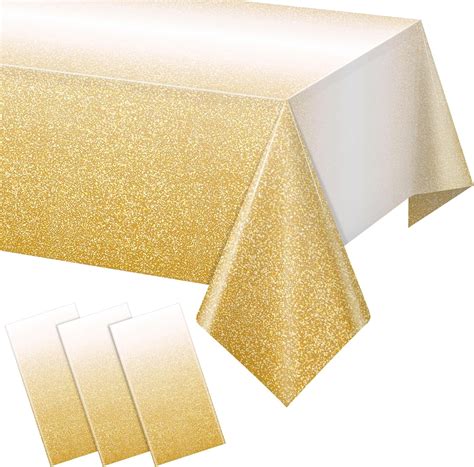 Amazon.com: 3 Pack Ombre Gold Plastic Tablecloth for Parties, Gradient ...