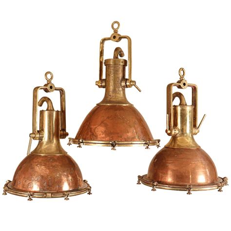 Set of Large Copper and Brass Nautical Pendant Lights at 1stDibs ...