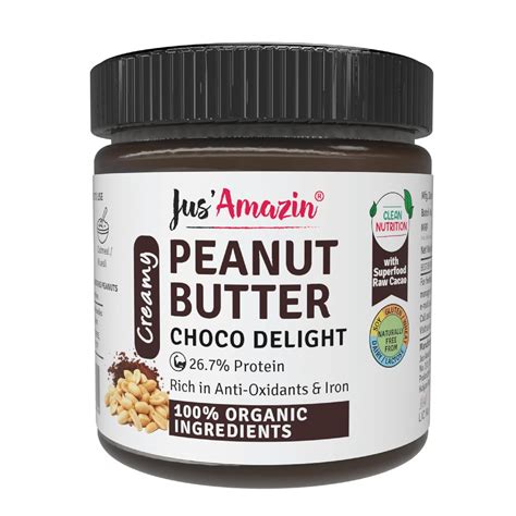 Jus' Amazin Creamy Organic Peanut Butter – Choco Delight (200g) | No ...