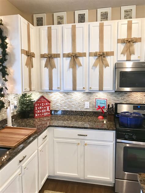 DIY Burlap Bows for Kitchen Cabinets