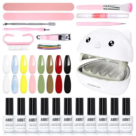 Buy AIBRIT Gel Nail Polish Kit with UV Light, Rechargeable MINI LED ...