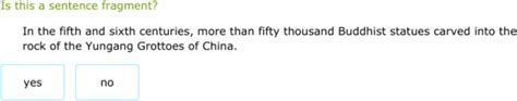 IXL - Identify sentence fragments (Class IX English practice)