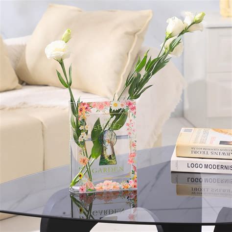 Amazon.com: PORPAN Acrylic Book Shaped Vase for Flowers - Clear Book Flower Vase for Home/Living ...