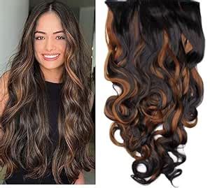 Confidence Soft Curls Dark Brown Hair Extensions With Copper Highlights ...